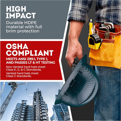 Acerpal Casco duro OSHA con diseño de fibra de carbono ventilada de ala completa con suspensión de 6 puntos (opciones 1)