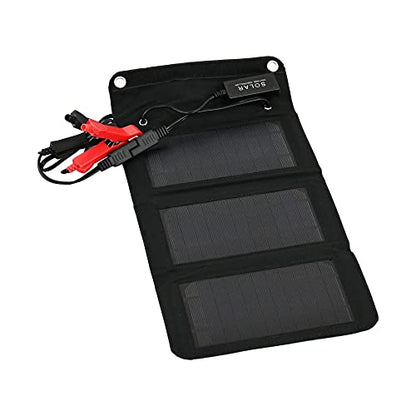 Schumacher Electric Cargador y mantenedor de batería solar portátil, SA1589, 5 vatios, 12 voltios, puerto USB de 1 amperio, para mantener baterías de motocicleta, deportes de potencia, automóvil, camioneta y marinas