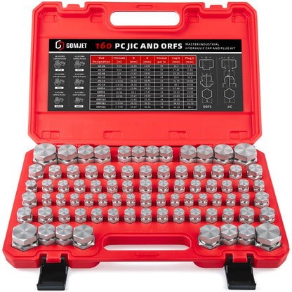 JIC y ORFS Master - Kit de tubo de manguera y tapón hidráulico industrial JIC y ORFS Master de 160 piezas, roscado de precisión en ORFS y tamaños de tablero de 37° 4 6 8 10 12 16