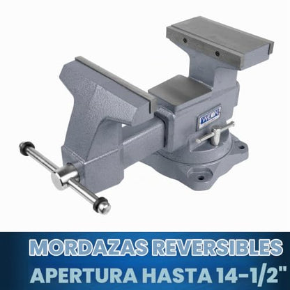 Wilton Tornillo de banco reversible, 8 pulgadas de ancho de mandíbula, 9-1/4 pulgadas y 14-1/2 pulgadas de apertura de mandíbula, garganta de 4-3/4 pulgadas (modelo 4800R)