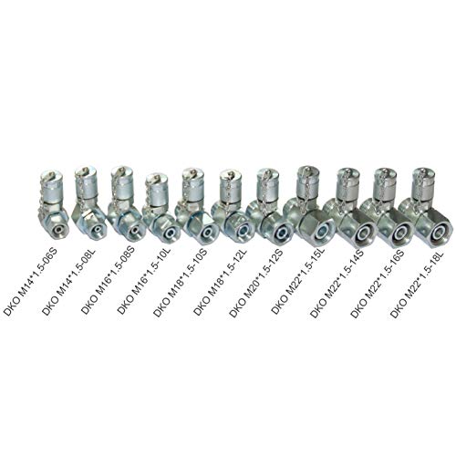XZT DKO Metric - Juego de 11 camisetas hidráulicas giratorias giratorias, conector de tee hidráulico, juego de acoplamiento para sistema hidráulico, maquinaria de construcción de excavadoras