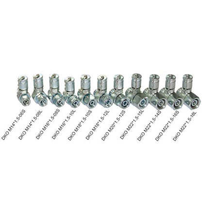 XZT DKO Metric - Juego de 11 camisetas hidráulicas giratorias giratorias, conector de tee hidráulico, juego de acoplamiento para sistema hidráulico, maquinaria de construcción de excavadoras