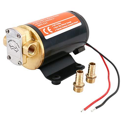 Amarine Made Bomba de engranaje de impulsor de barrido de 12 v: para transferencia de aceite de barrido de combustible diesel (negro)