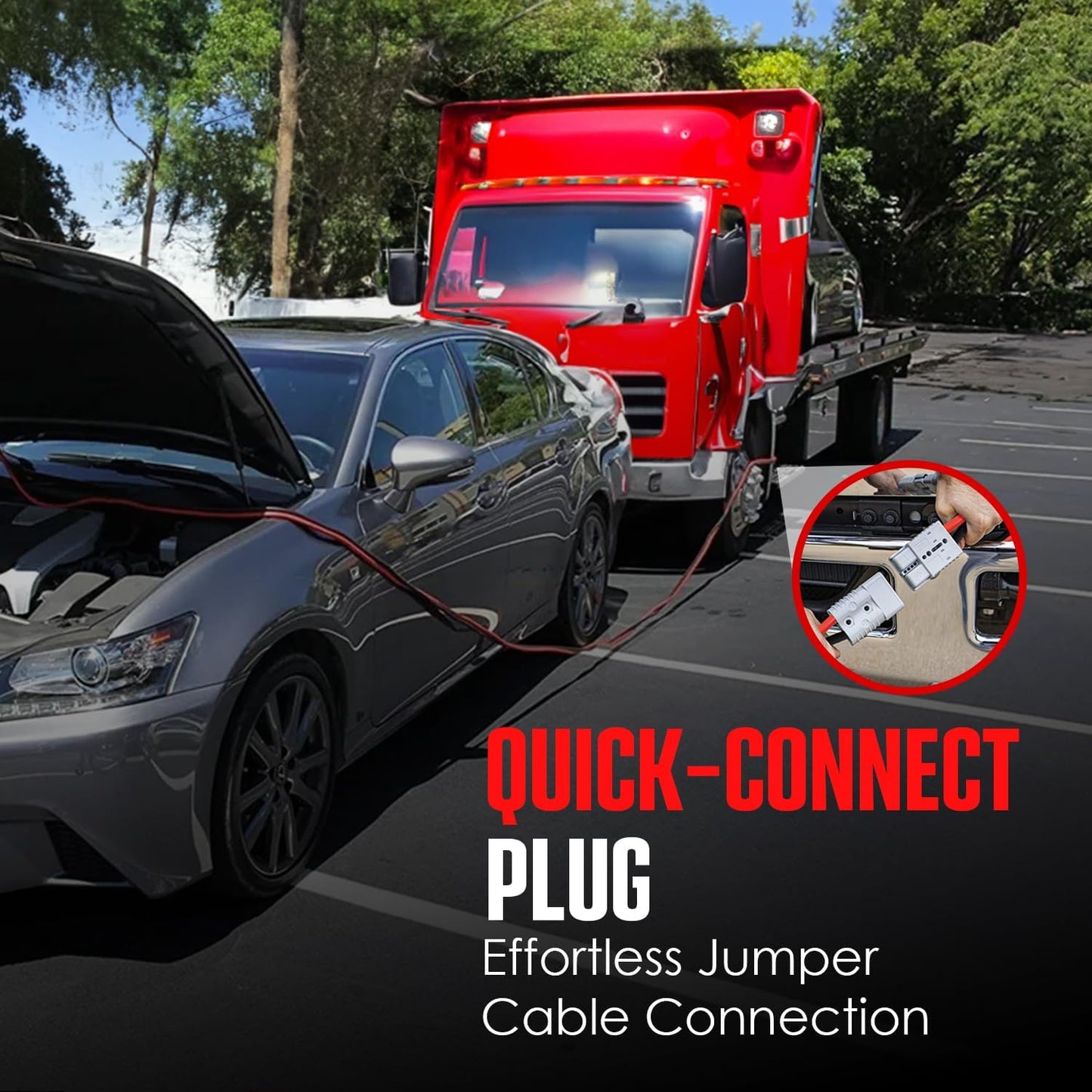 K KRIËGER Cables de Puente 100% Cobre Puro, 30 pies, 2 Calibre, 1000 amperios con Kit de instalación Permanente y enchufes de conexión rápida, Bolsa de Transporte incluida B0BTZ5HNLK