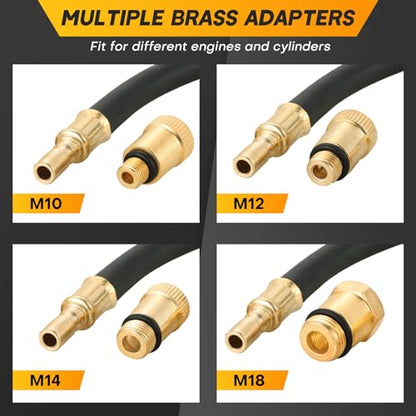 Kit de probador de compresión de 8 piezas, motor de gasolina de 0 a 300 PSI, herramienta de prueba de motor automotriz con adaptadores, medidor de presión de cilindro para coche, camión,