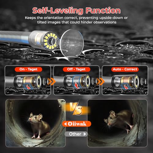 Oiiwak OK-S1 Cámara de alcantarillado con localizador, cable de 0.276" diámetro, cámara de inspección de alcantarillado con pantalla táctil de 10.1" DVR para tubería de fontanería transmisor de 512HZ 165Pies/50m OK-S1 0.276 in-50M