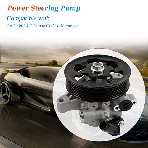 Bomba de dirección asistida 21-5456 con polea para 2006 2007 2008 2009 2010 2011 Civic 1.8L, bomba de asistencia de potencia de calidad OE, reemplazo OE 21-5456 55-5822 56110-RNA-A01 36-21556 °C 68