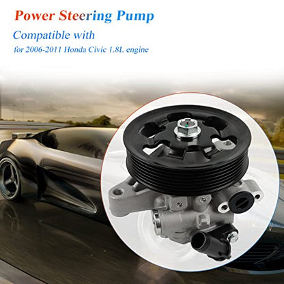 Bomba de dirección asistida 21-5456 con polea para 2006 2007 2008 2009 2010 2011 Civic 1.8L, bomba de asistencia de potencia de calidad OE, reemplazo OE 21-5456 55-5822 56110-RNA-A01 36-21556 °C 68