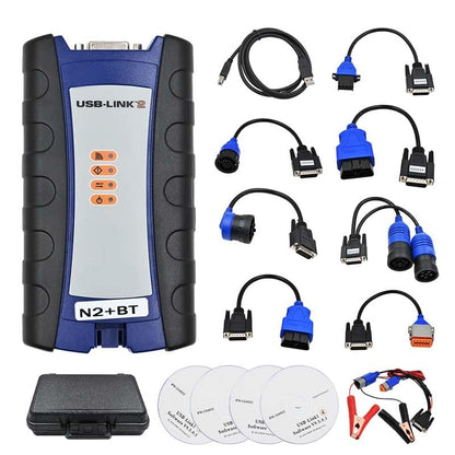 Escáner de diagnóstico 124032 Link 2 universal resistente Diesel Truck Excavator compatible con Nexiq Link 2 Heavy Duty Truck Scanner Diagnóstico USB Link 2 con adaptador de interfaz Bluetooth