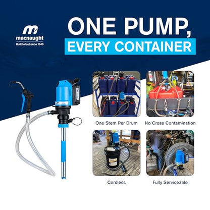 Macnaught BOP20 Kit de bomba de transferencia de aceite de cubo de 5 galones con batería Todo lo necesario para bombear aceite, ATF o refrigerantes.