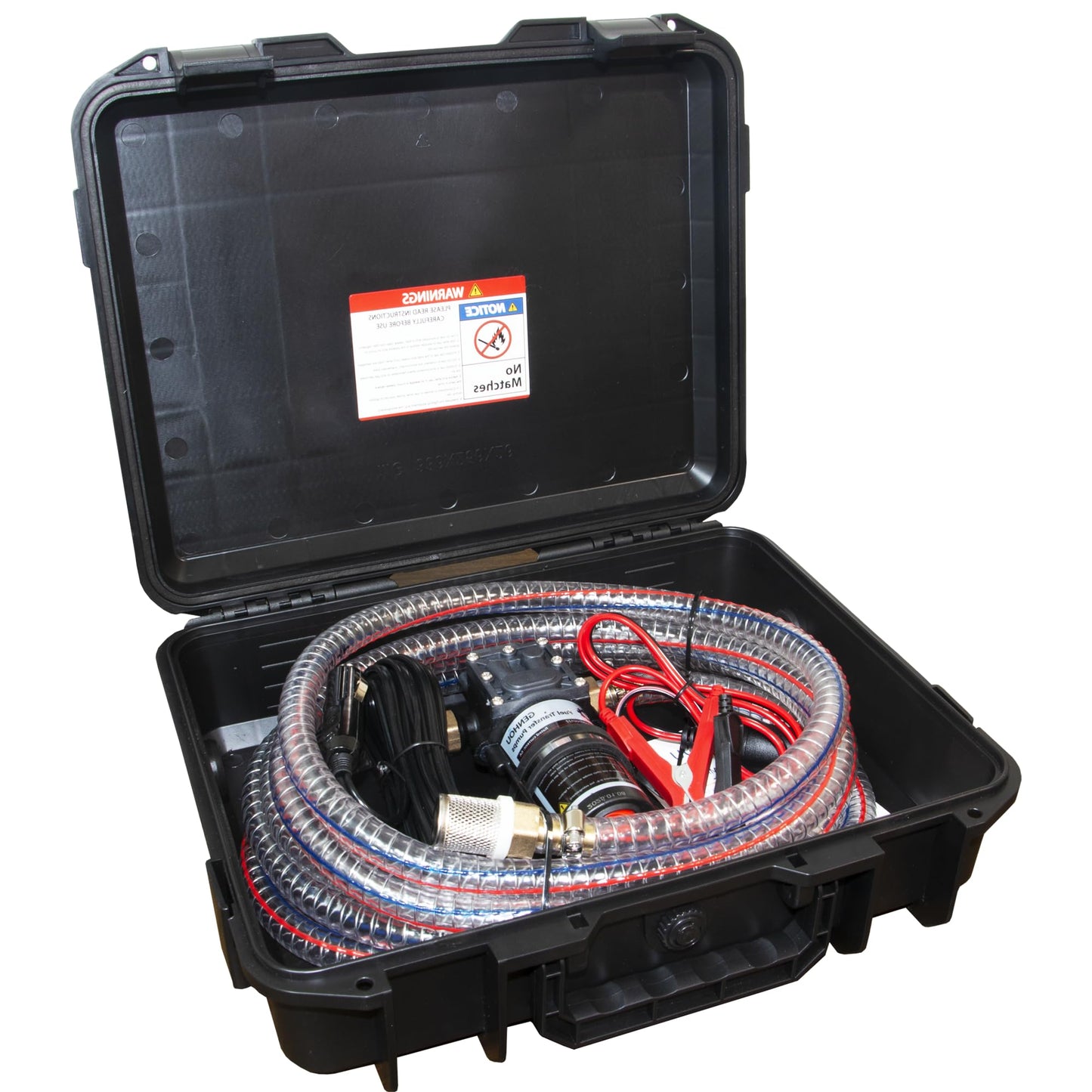 GENHOU Juego de bomba de transferencia de combustible de 12 V, mueve hasta 122 galones de gas o diésel por hora con motor de CC de 75 W y funda de transporte mejorada, con tubo de combustible de alta