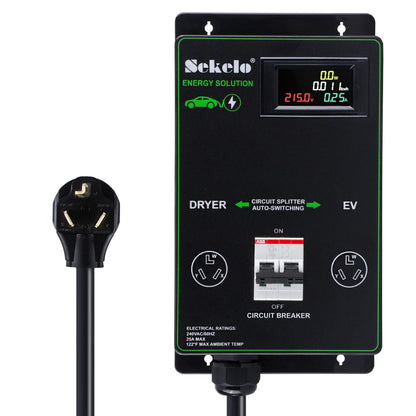 Integración de carga inteligente EV: interruptor de alimentación automático Sekelo para secadora y EV, NEMA 10-30, carga rápida, pantalla en tiempo real