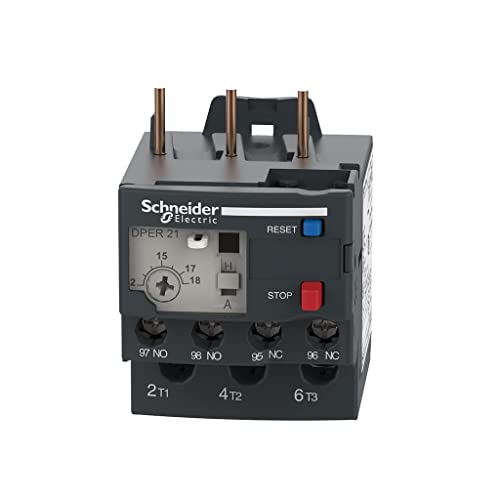 Schneider Electric DPER21 Easy TeSys Relé de sobrecarga térmica con reinicio manual/automático, terminales de abrazadera de tornillo | Se utiliza con aire acondicionado, bomba de calor, HVAC,