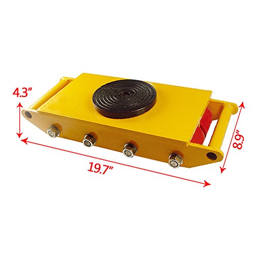ZXMOTO 12 toneladas maquinaria Skate Mover con tapa de rotación de 360 grados Capacidad 26,400 libras Patín de maquinaria industrial Dolly con 8 rodillos