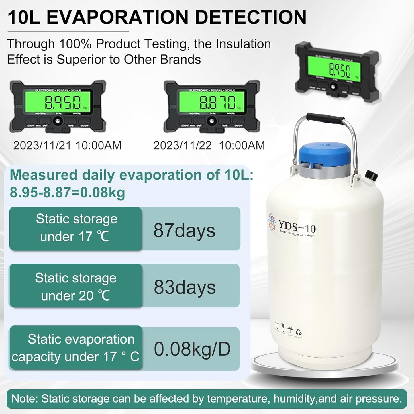 Magula Contenedor de nitrógeno líquido de 6L Contenedor criogénico (LN2) Aleación de aluminio Nitrógeno líquido Dewar Contenedor criogénico estático Contenedor de nitrógeno líquido con 6 recipientes