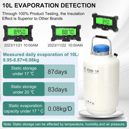 Magula Contenedor de nitrógeno líquido de 6L Contenedor criogénico (LN2) Aleación de aluminio Nitrógeno líquido Dewar Contenedor criogénico estático Contenedor de nitrógeno líquido con 6 recipientes