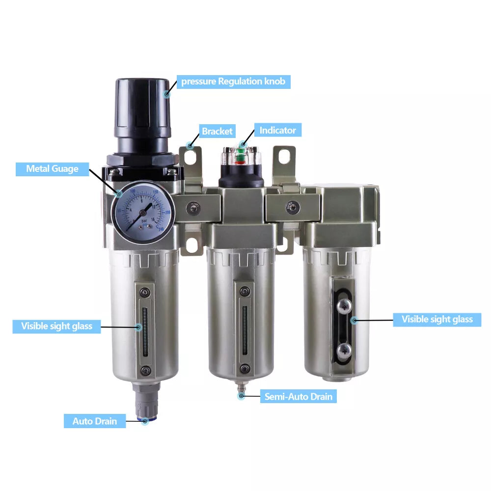 Kit de secado de aire con filtro coalescente y regulador de aire desecante NPT de 3/4 de pulgada