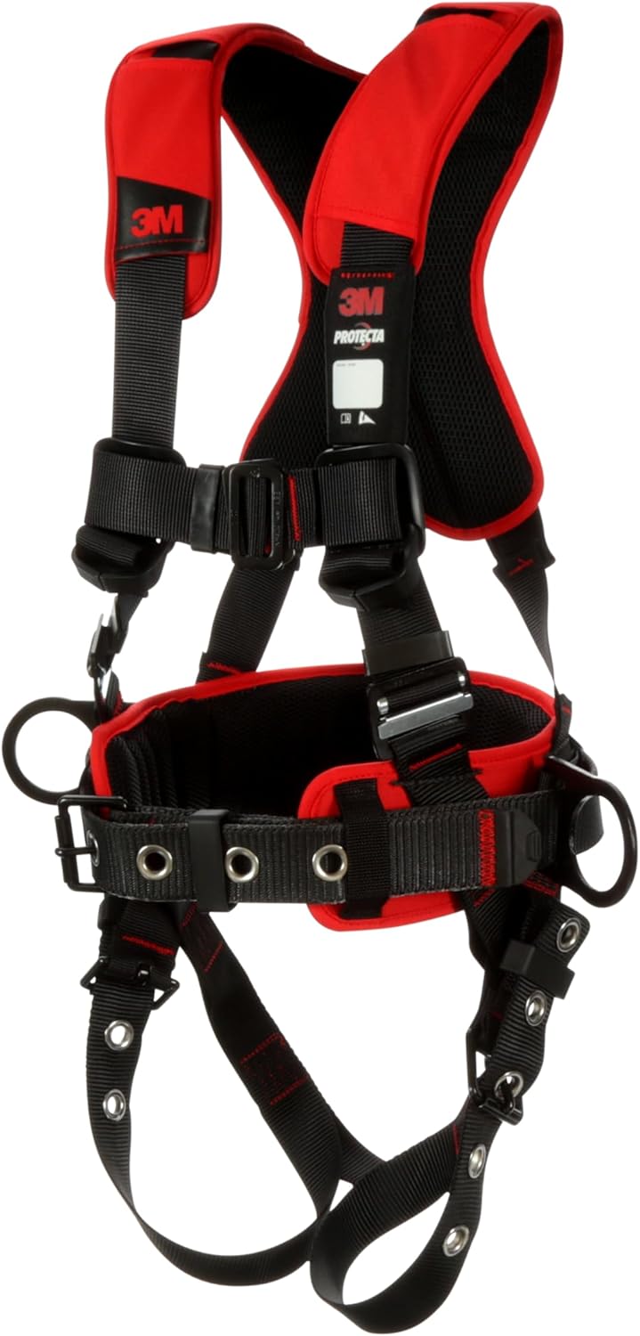 3M Protecta Medium - Arnés de posicionamiento de cuerpo completo con adaptador de red Easy-Link, soporte de cordón de reinicio automático e indicador de impacto