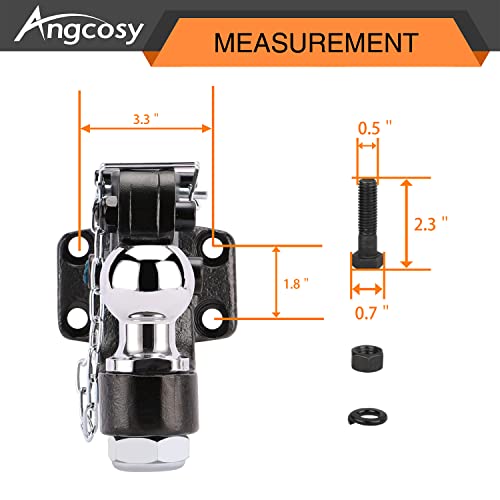 Gancho de perno de 10 toneladas para enganches de remolque, gancho receptor, bola de enganche de 2 pulgadas con kit de montaje, 7000 libras