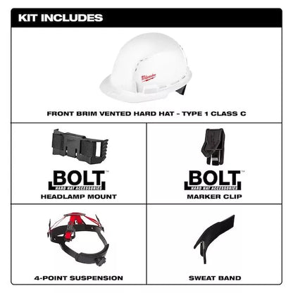 Milwaukee Tool 48-73-1001 Front Brim Vented Hard Hat W/Bolt Accessories – Type