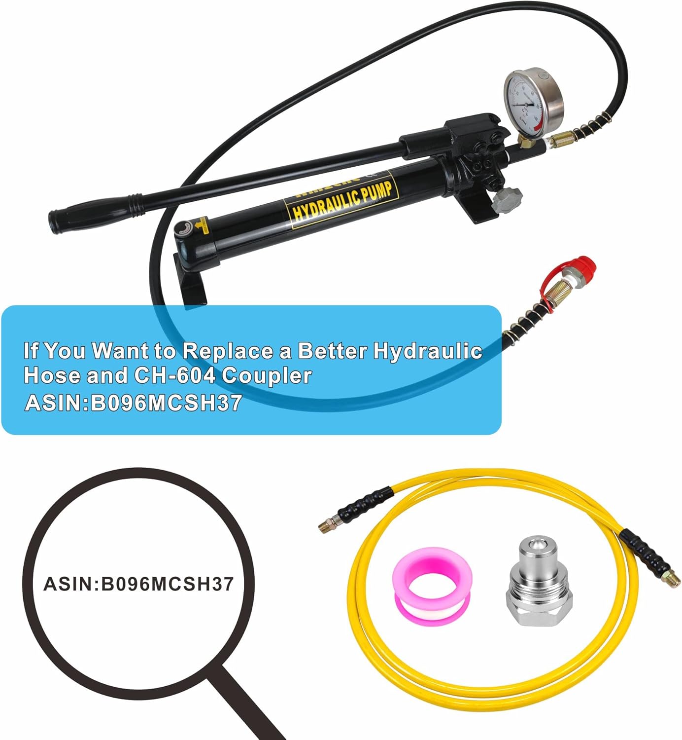 AMZCNC Bomba de mano hidráulica de 10000 Psi con manómetro de presión 2 velocidades, bomba de elevación hidráulica (CP-700-2)