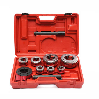 BSPT - Juego de roscadores de tubos de trinquete con 7 troqueles y estuche de almacenamiento de 3/8", 1/2", 3/4", 1", 1-1/4", 1-1/2", 2"