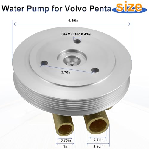 ZIQUN Bomba de agua de mar para motores Volvo Penta 4.3 5.0 5.7 V8 V6 sustituye a 21212799 3812519 bomba de mar crudo montada en cigüeñal