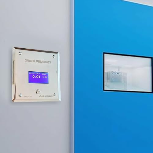 Indicador de presión diferencial para monitor de presión de habitación de hospital (rango: -18 a 0.709 in.WC/-180 a 180 Pascales) | Monitor de presión de salas de aislamiento AI-DP1-LCD