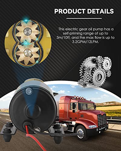Bomba eléctrica de transferencia de combustible Mxmoonant, bomba de cambio de aceite, bomba de engranaje impulsor de cebado automático, extractor de aceite eléctrico de 3,2 GPM para camión marino de queroseno diésel (24 V)