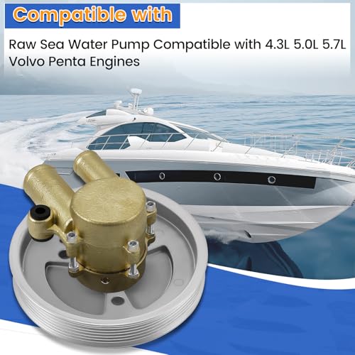 ZIQUN Bomba de agua de mar para motores Volvo Penta 4.3 5.0 5.7 V8 V6 sustituye a 21212799 3812519 bomba de mar crudo montada en cigüeñal