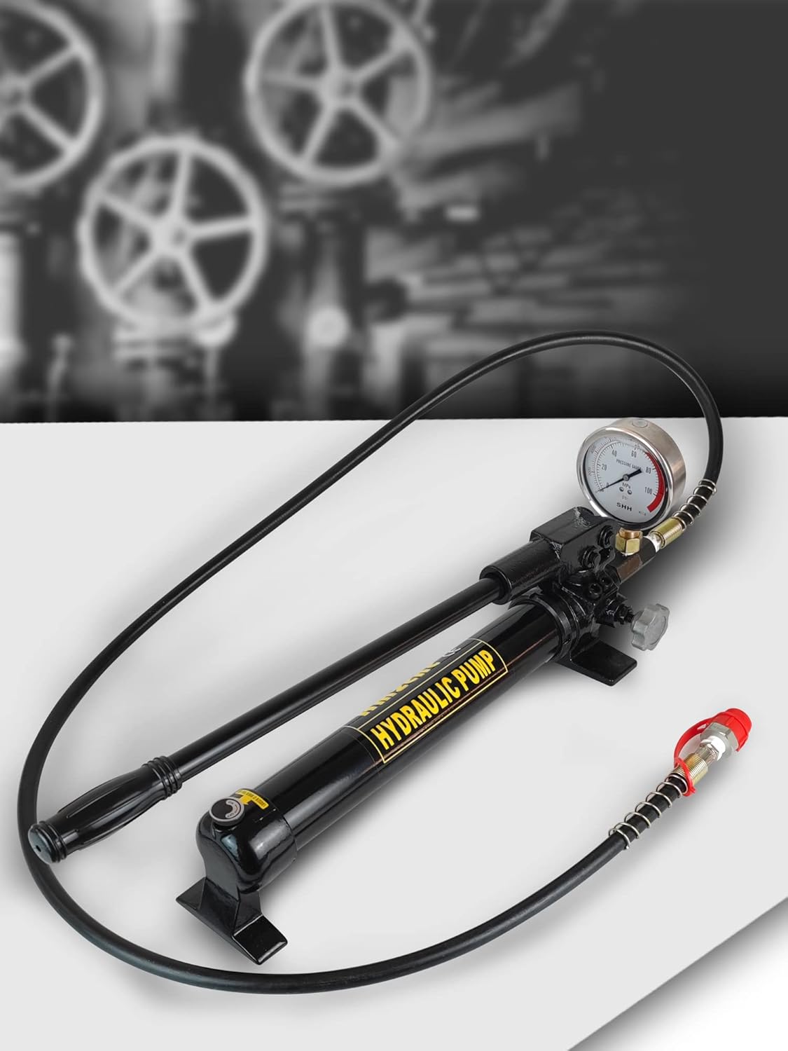 AMZCNC Bomba de mano hidráulica de 10000 Psi con manómetro de presión 2 velocidades, bomba de elevación hidráulica (CP-700-2)