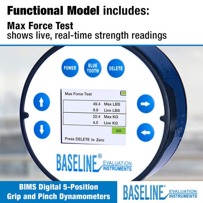 Baseline BIMS Dinamómetro de mano digital de 5 posiciones para pruebas de fuerza de agarre y evaluación de terapia de manos profesional, fisioterapia, entrenamiento atlético, rehabilitación