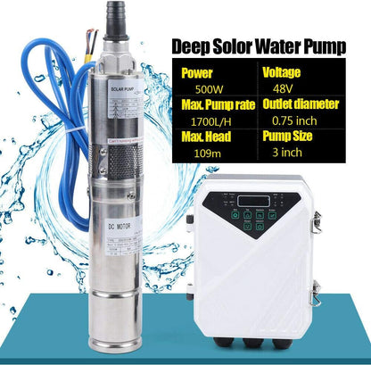 Bomba sumergible solar de pozo profundo de 3 pulgadas, 24 V, 270 W, bomba de agua solar sumergible de acero inoxidable para riego agrícola + kit de controlador MPPT 3FLS1.8/100-D24/270 (24 V 270 W)