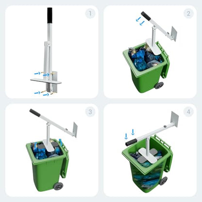 Compactador manual de basura, montado en la pared, compactador de basura en Wheelie, herramienta de compresor de basura de acero resistente para cocina, jardín, restaurante, color blanco