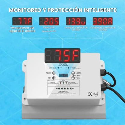 WESTAHO HSCG-09 - Sistema de piscina de agua salada, generador de cloro salado Westaho con celda de titanio de EE. UU. para piscinas sobre el suelo de hasta 15,000 galones, compatible con Intex Pool, impermeable IP 66