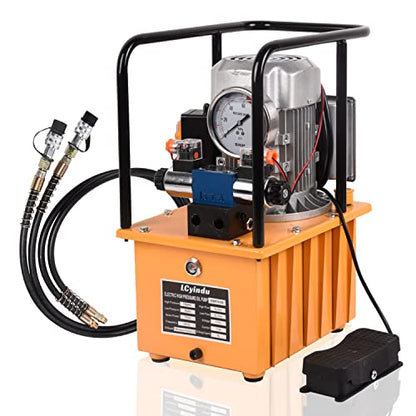 LCyindu - Bomba eléctrica hidráulica de 8.4 cuartos de galón, válvula solenoide de doble efecto de 8 litros, paquete de energía hidráulica, bomba portátil eléctrica, cilindro DB075-D2