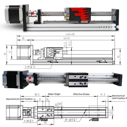 FUYU FSL40 Guía lineal Versión 2.0 Tornillo de bola de mesa Movimiento CNC Guía lineal Actuador de escenario Motorizado Nema 23 Motor paso a paso [Tamaño de trabajo de carrera de 39.370 in]