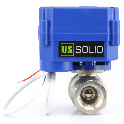 EE.UU. Válvula de bola motorizada sólida de 1/4 pulgadas, válvula de bola eléctrica de acero inoxidable de 110 V CA, configuración de retorno automático de 2 cables, normalmente cerrada
