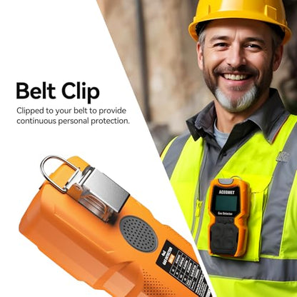 Detector de gas, monitor de gas ACEGMET 4, indicador múltiple (vibración, audible, visual) H2S, O2, CO y LEL 4, monitor de gas recargable personal de 4 medidores de gas, 2 años de vida del sensor de