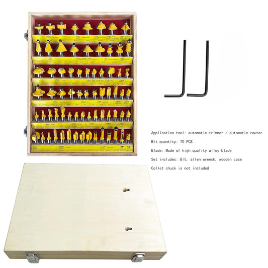 Juego de brocas para rebajadora HFS(R) de 70 piezas y 1/2" para puertas y ventanas