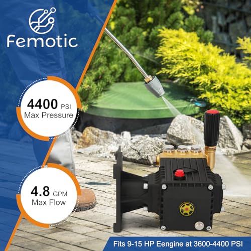 Bomba de lavado a presión eje de 1 pulgada, bomba de lavado a presión 4000 psi, bomba de lavado de potencia 4.8gpm 8-15 HP 22 libras incluyendo lubricante, compatible con Simpson Honda Dewalt