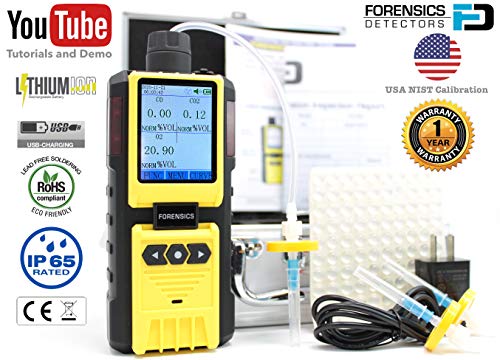 Analizador de espacio de cabeza por forense | CO, O2, CO2 Gas | Análisis MAP | Registro de datos informáticos | Calibración trazable NIST de EE. UU. | FD-600-HA-MULTI