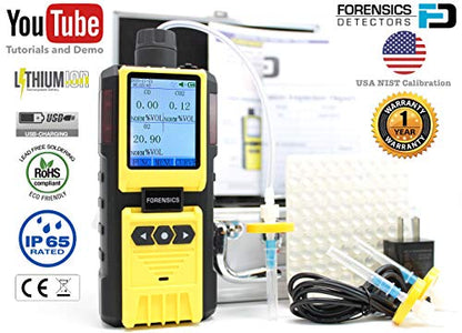 Analizador de espacio de cabeza por forense | CO, O2, CO2 Gas | Análisis MAP | Registro de datos informáticos | Calibración trazable NIST de EE. UU. | FD-600-HA-MULTI