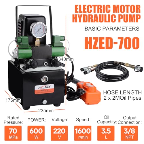 HZLZRZ Bomba hidráulica eléctrica bidireccional Unidad de paquete de energía 2 etapas de doble efecto 110v/120V 10k psi (1ª etapa/290 psi, 2da etapa/10,000 psi), mini bidireccional