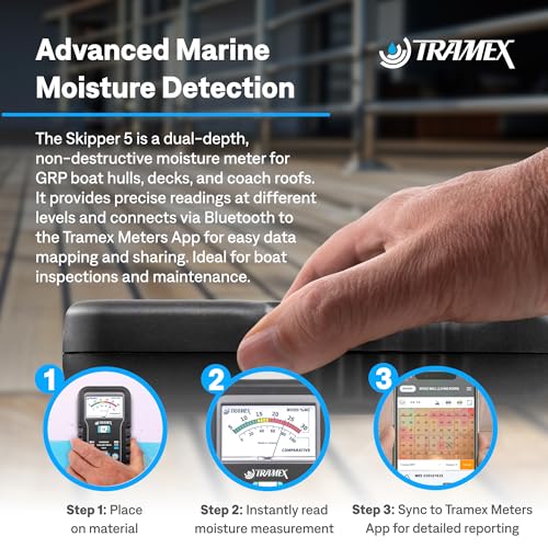 Tramex Skipper 5 Medidor de Humedad para Barcos SMM5 | Instrumento Marino para Medir el Contenido de Humedad en Madera y Plástico Reforzado con Fibra de Vidrio (GRP)