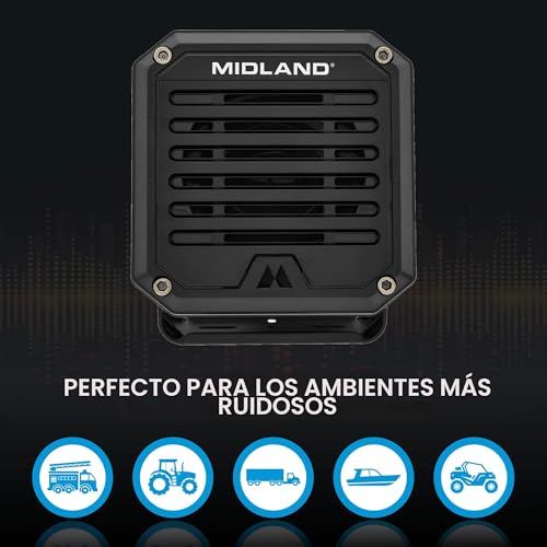 Midland - Altavoz externo resistente SPK100 de 20W - Base giratoria de 180 grados con soporte de montaje Funciona con todas las radios CB y MXT Sistema de sonido de 8 ohmios Enchufe de audio de 3,5 mm