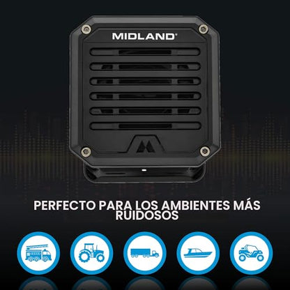 Midland - Altavoz externo resistente SPK100 de 20W - Base giratoria de 180 grados con soporte de montaje Funciona con todas las radios CB y MXT Sistema de sonido de 8 ohmios Enchufe de audio de 3,5 mm