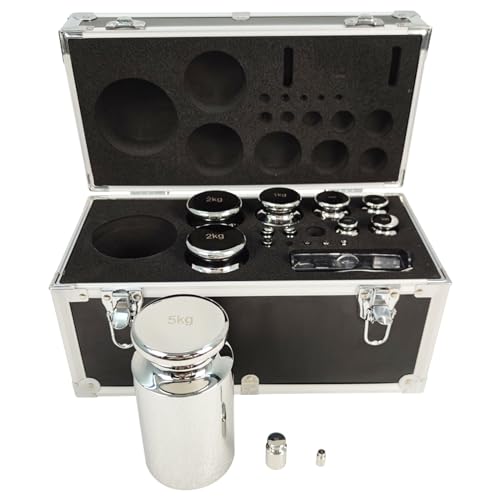 Juego de pesas de calibración PreAsion, grado F1, 1mg-5kg, kit de 28 piezas, pesas de acero inoxidable con caja de aleación de aluminio para educación en laboratorio - J251080FBA