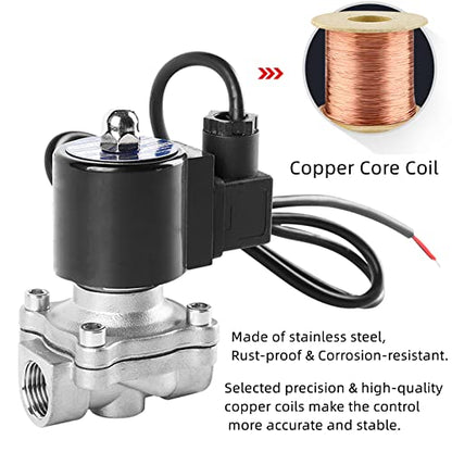 Válvulas solenoides de fuente de agua normalmente cerradas, válvula solenoide eléctrica subacuática de acero inoxidable NPT AC 110V VITON para agua, aire, aceite, combustible