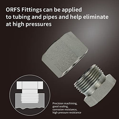 Pikwo 144 piezas JIC y ORFS Master - Tapa hidráulica industrial y tubo de manguera de enchufe y kit de montaje de tubería y tapa y enchufe de rosca de precisión en ORFS y tamaños de tablero de 37° 4,